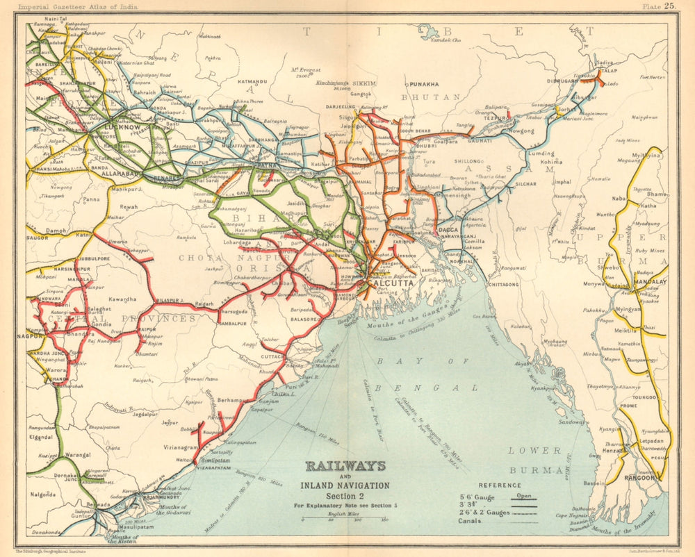 BRITISH INDIA RAILWAYS North-east. Burma Bangladesh Bengal 1931 old map