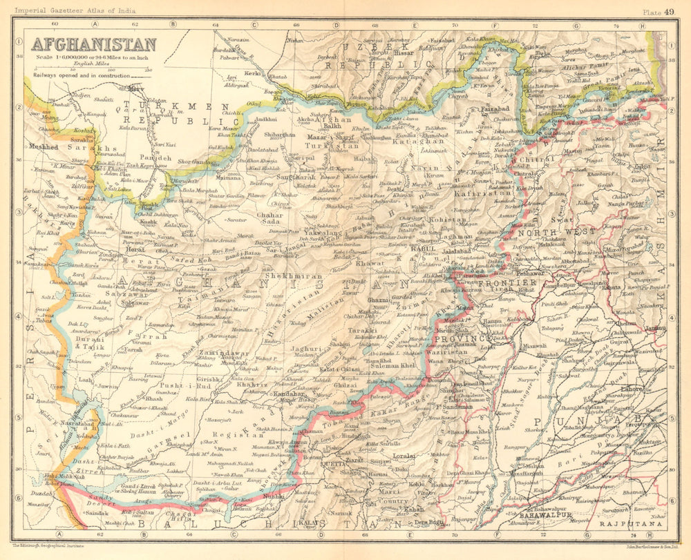 Afghanistan & North-West Frontier 1931 old vintage map plan chart