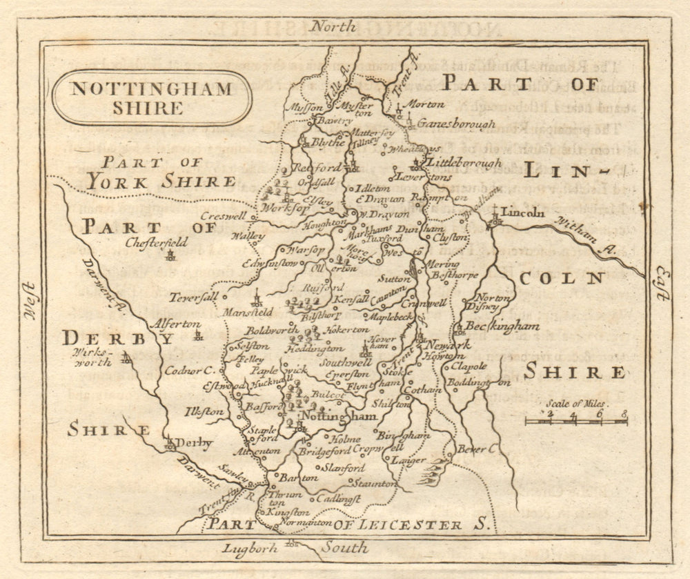 Antique county map of Nottinghamshire. Francis Grose / John Seller 1795