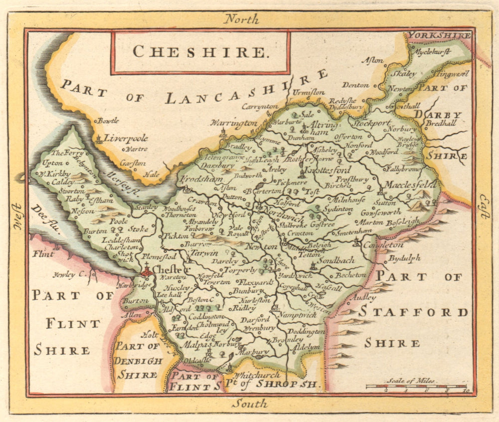 Antique county map of Cheshire by John Seller / Francis Grose 1783 old