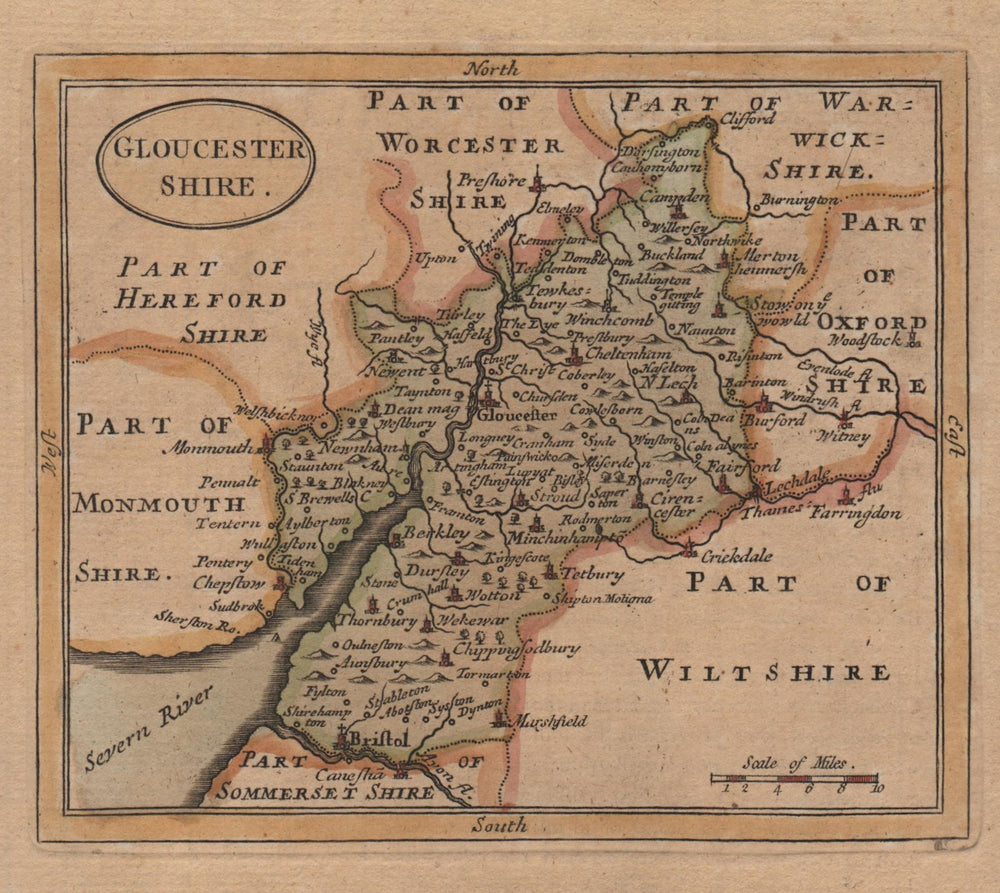 Antique county map of Gloucestershire by John Seller / Francis Grose 1783