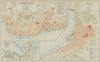 Shimonoseki & Moji antique town city plan. Moji-ku, Kitakyushu. Japan 1914 map