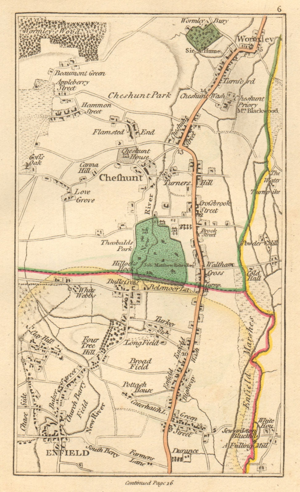 ENFIELD. Cheshunt, Waltham Cross, Waltham Abbey, Wormley, Goff's Oak 1811 map