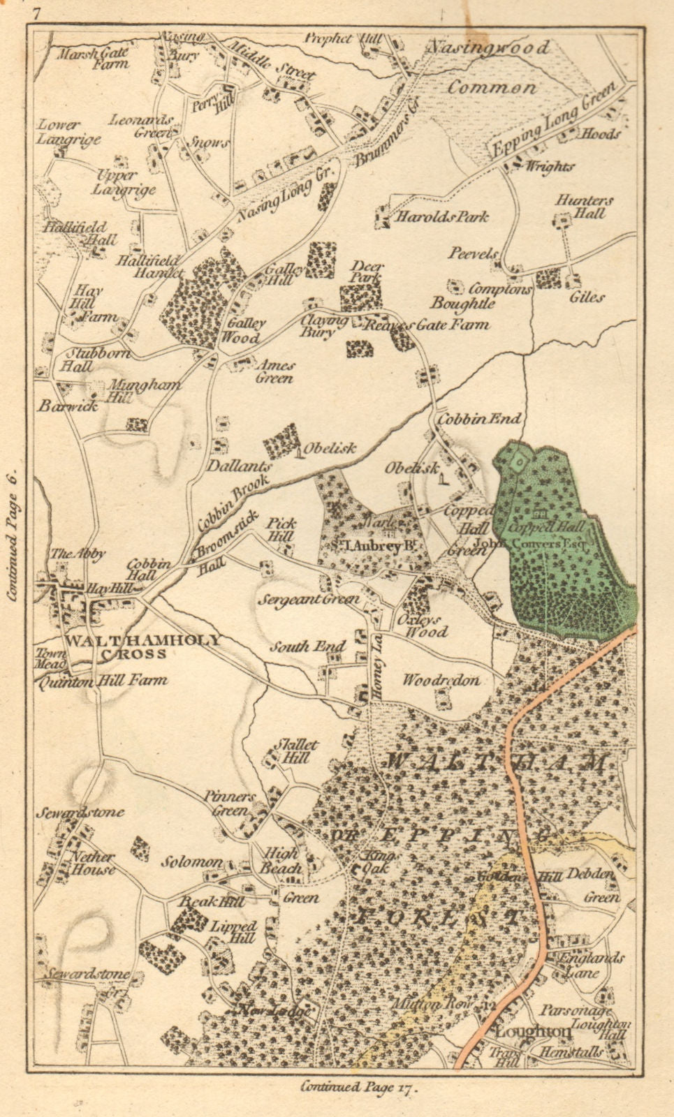 WALTHAM ABBEY. Loughton,Lower Nazeing,Sewardstone,High Beach,Wood Grn 1811 map