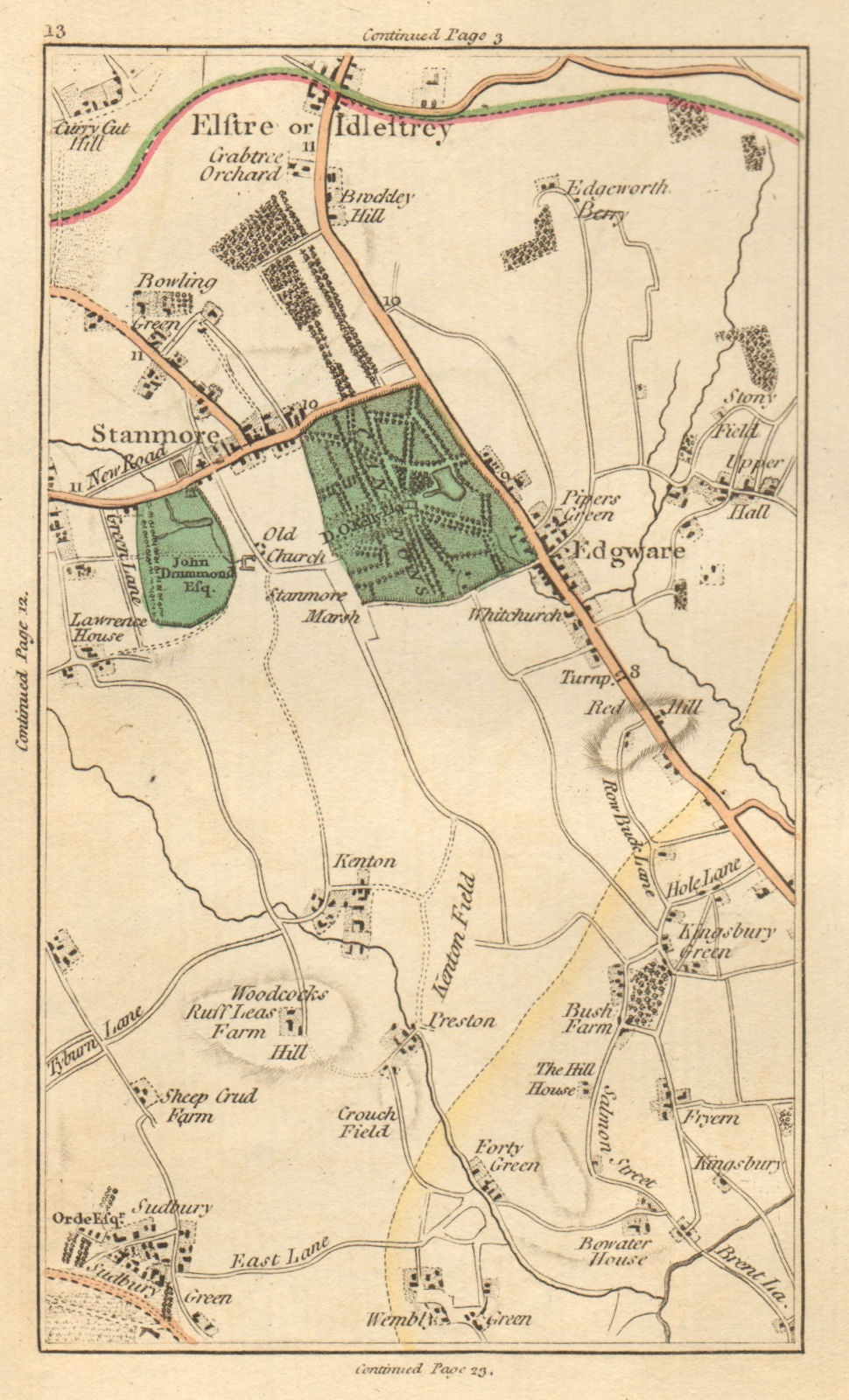 BRENT. Stanmore,Elstree,Edgware,Kenton,Wembley,Colindale,Kingsbury 1811 map
