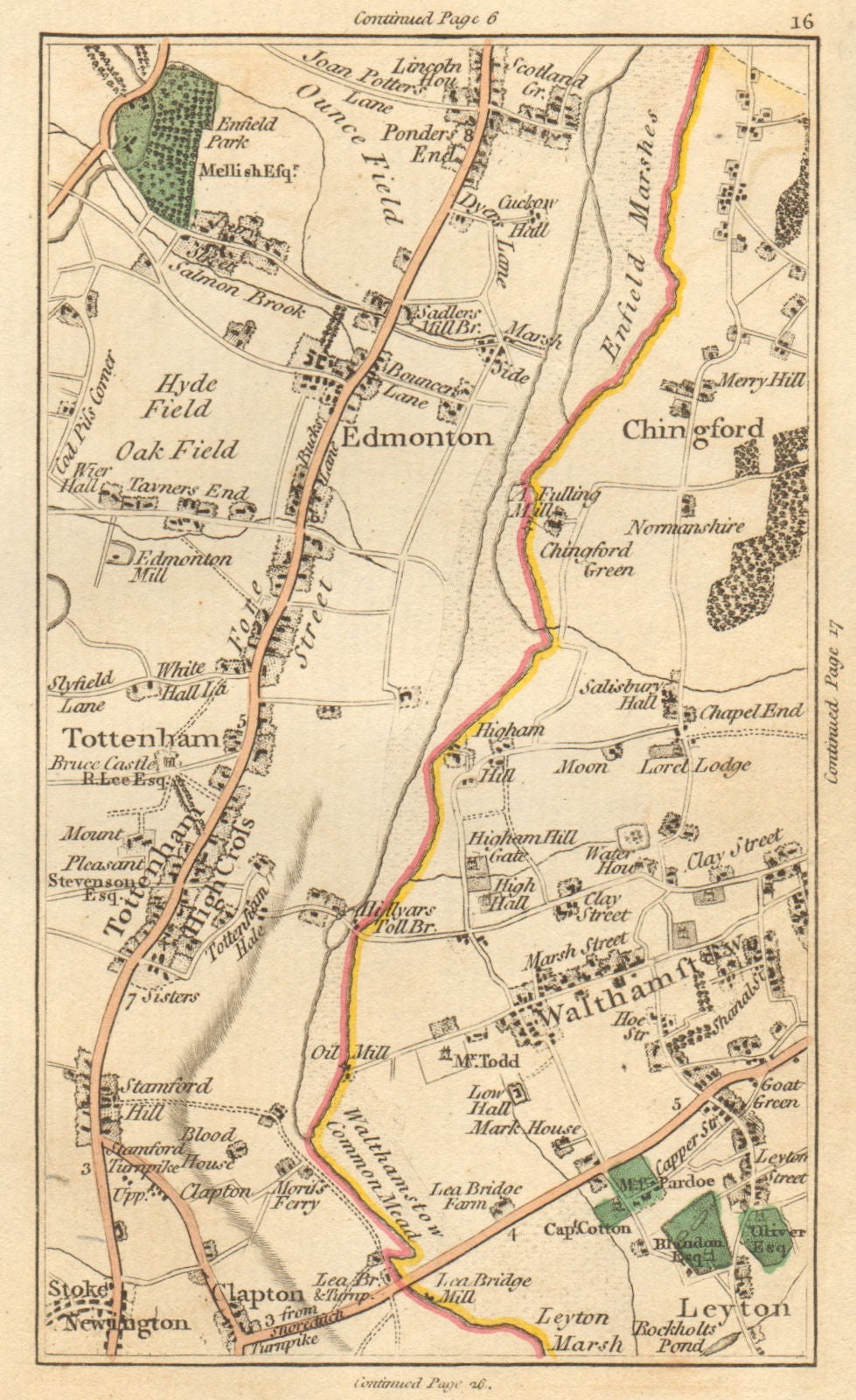 WALTHAMSTOW. Chingford, Edmonton, Tottenham, Stoke Newington, Leyton 1811 map
