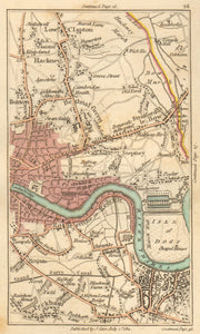 EAST END. Hackney,Hoxton,Stratford,Bow,City,Bermondsey,Isle of Dogs 1811 map
