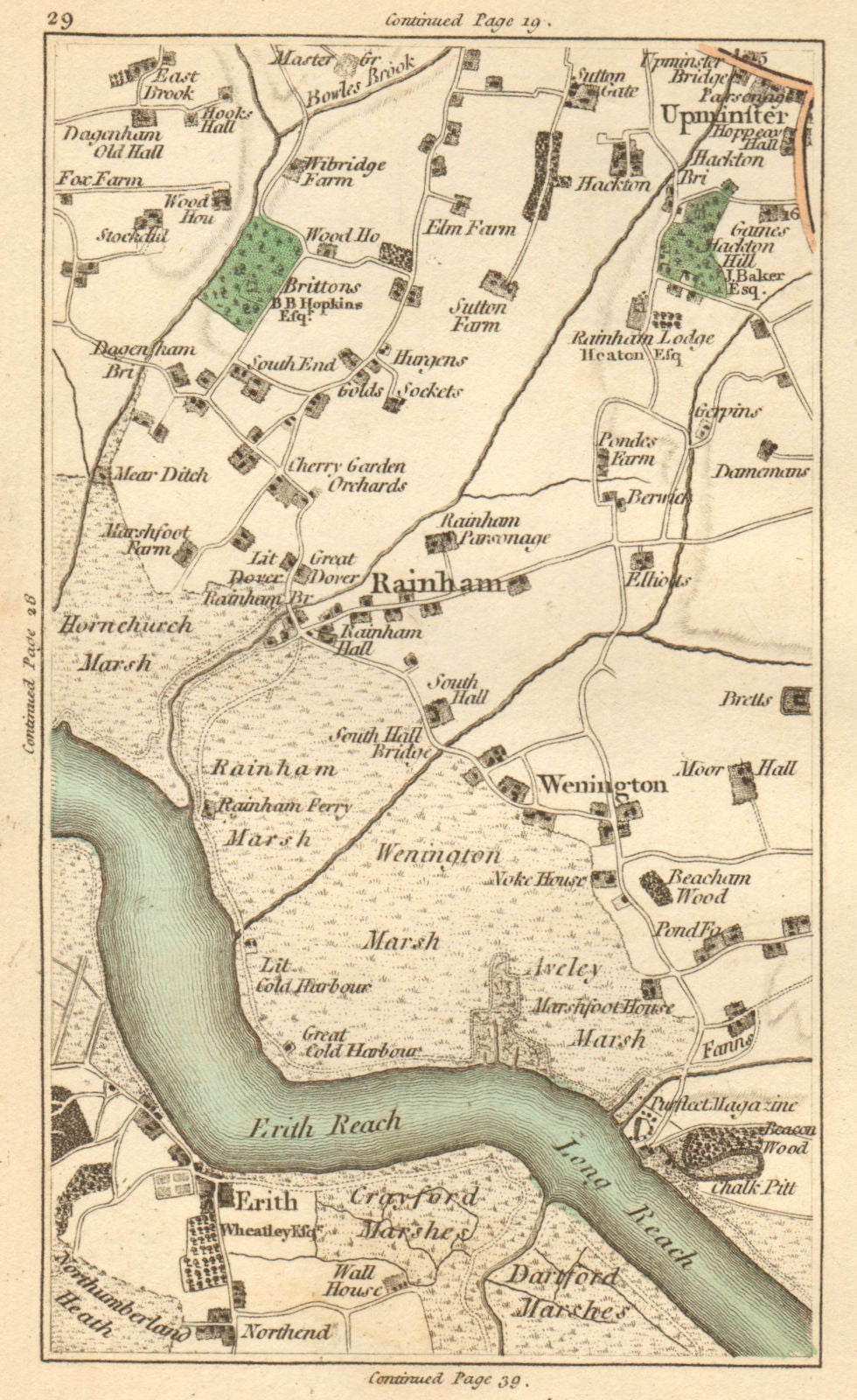HORNCHURCH.Upminster,Erith,Rainham,Dagenham,Purfleet,Dartford 1811 old ...