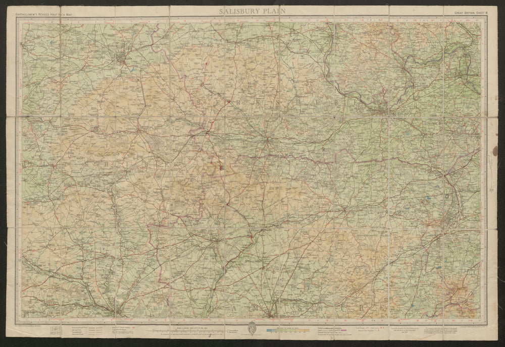 Sheet 8 SALISBURY PLAIN. Swindon Maidenhead Winchester. BARTHOLOMEW 1948 map