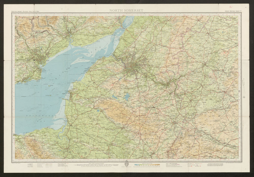 Sheet 7 NORTH SOMERSET. Bristol Mendips Bath Cotswolds. BARTHOLOMEW 1960 map