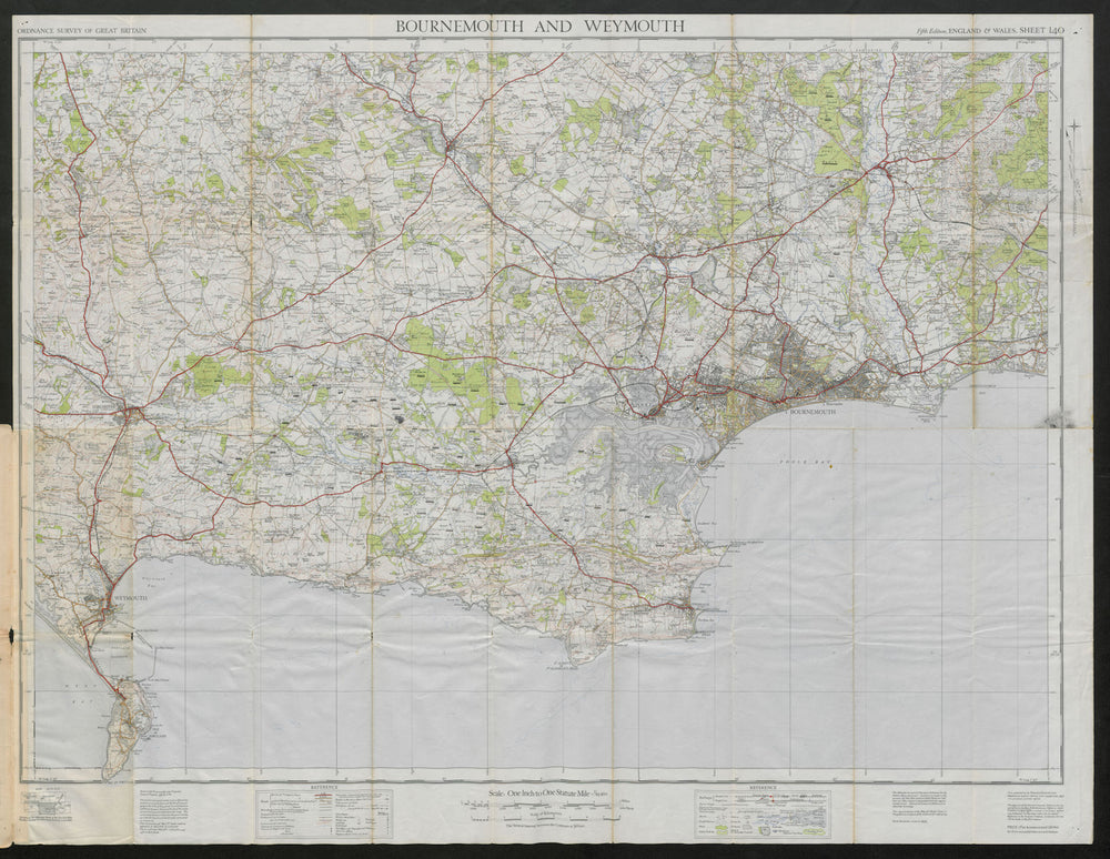 Bournemouth & Weymouth sheet 140. Dorset Swanage. ORDNANCE SURVEY 1939 old map