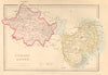 Antique TYRONE & DOWN county map by Alfred ADLARD. Northern Ireland Ulster 1843