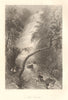 Torc Cascade / Waterfall, Killarney. Ireland 1843 old antique print picture