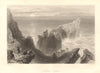Kenbane Castle, County Antrim. Ireland Ilster 1843 old antique print picture