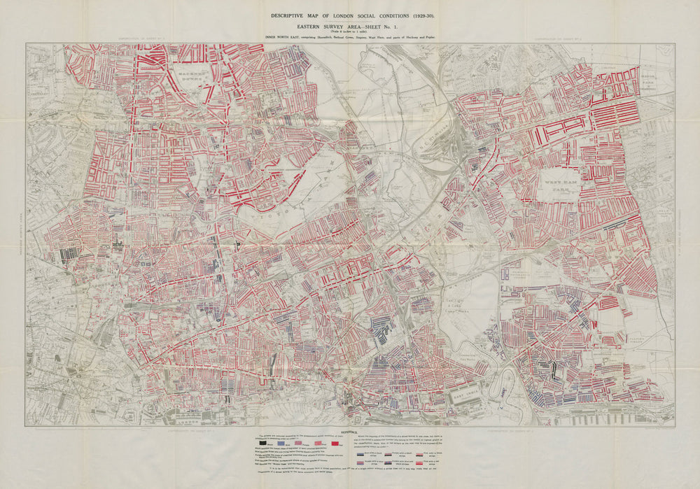 BOOTH / LSE POVERTY MAP East End Shoreditch Bethnal Green West Ham Hackney 1931