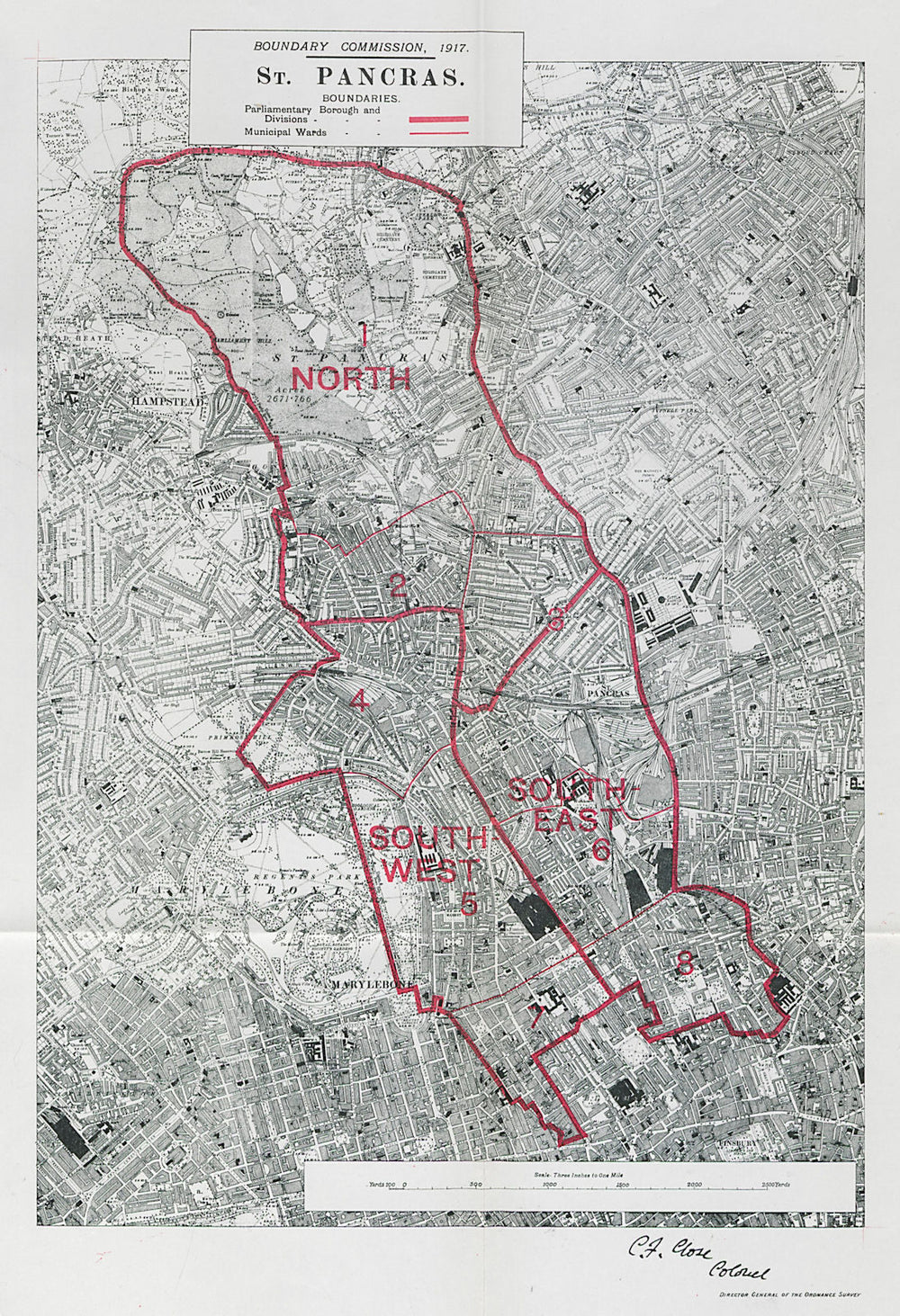 St Pancras Parliamentary Borough. Camden Fitzrovia BOUNDARY COMMISSION 1917 map