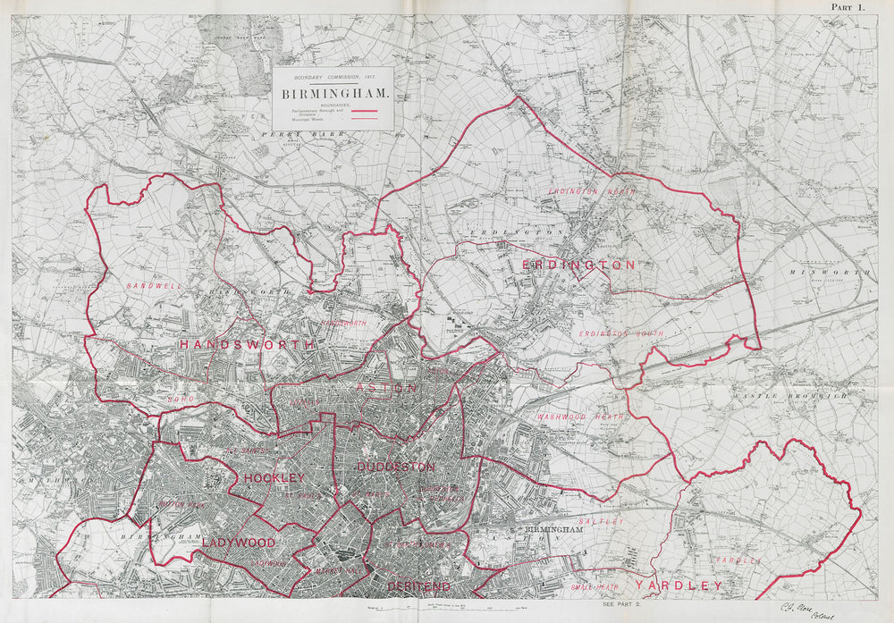 Birmingham North Parliamentary Borough. Handsworth BOUNDARY COMMISSION 1917 map