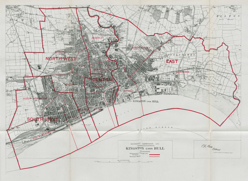 Kingston Upon Hull Parliamentary Borough. BOUNDARY COMMISSION. Close 1917 map