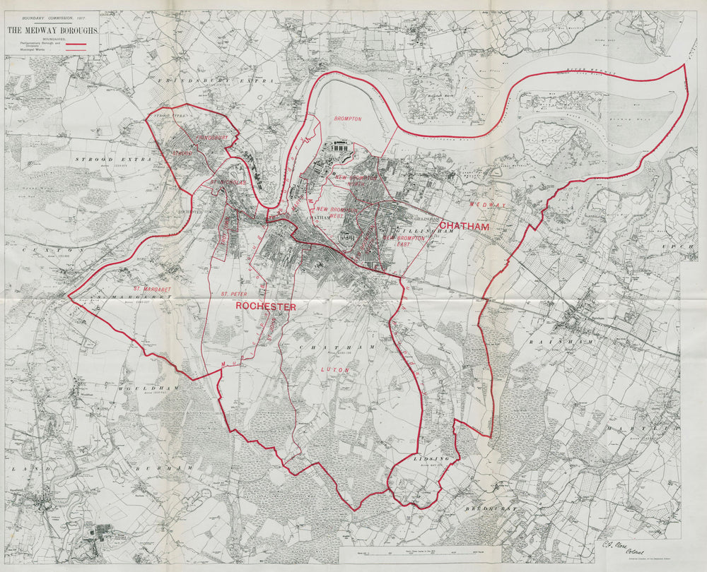 Medway Boroughs Parliamentary. Chatham Rochester. BOUNDARY COMMISSION 1917 map