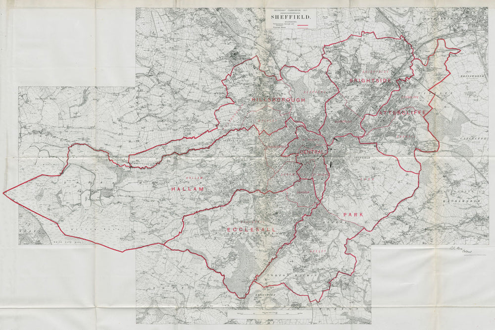 Sheffield Parliamentary Borough Hallam Hillsborough BOUNDARY COMMISSION 1917 map