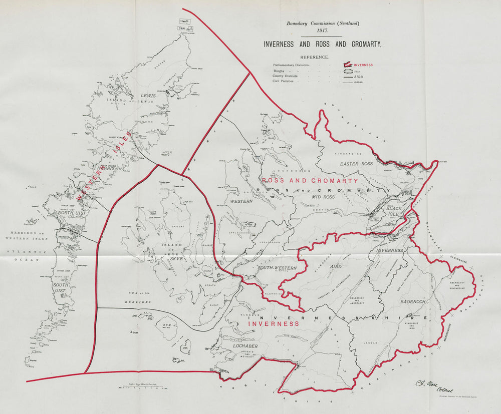 Inverness & Ross & Cromarty Parliamentary County. BOUNDARY COMMISSION 1917 map