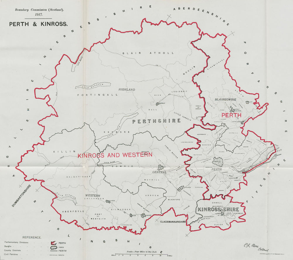 Perth & Kinross Parliamentary County. Scotland. BOUNDARY COMMISSION 1917 map