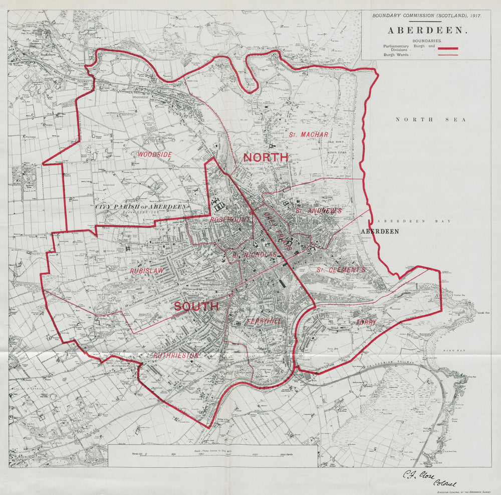 Aberdeen Parliamentary Borough. Rubislaw Woodside. BOUNDARY COMMISSION 1917 map