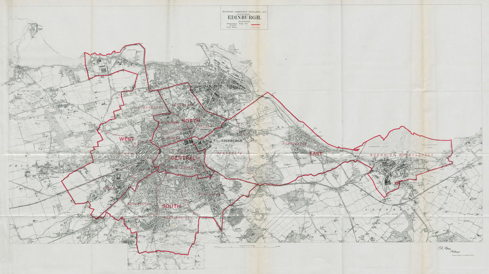 Edinburgh Parliamentary Borough. Musselburgh BOUNDARY COMMISSION 1917 old map