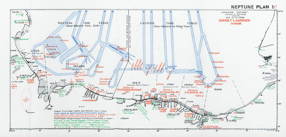 Operation Neptune. Normandy Landings. D-Day June 1944. Assault Landings 1994 map