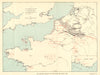 German invasion of Belgium and France, May-June 1940. World War 2 1953 old map