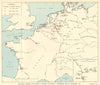Main RAF Bomber Command targets 1939-1941. World War 2. Germany 1953 old map