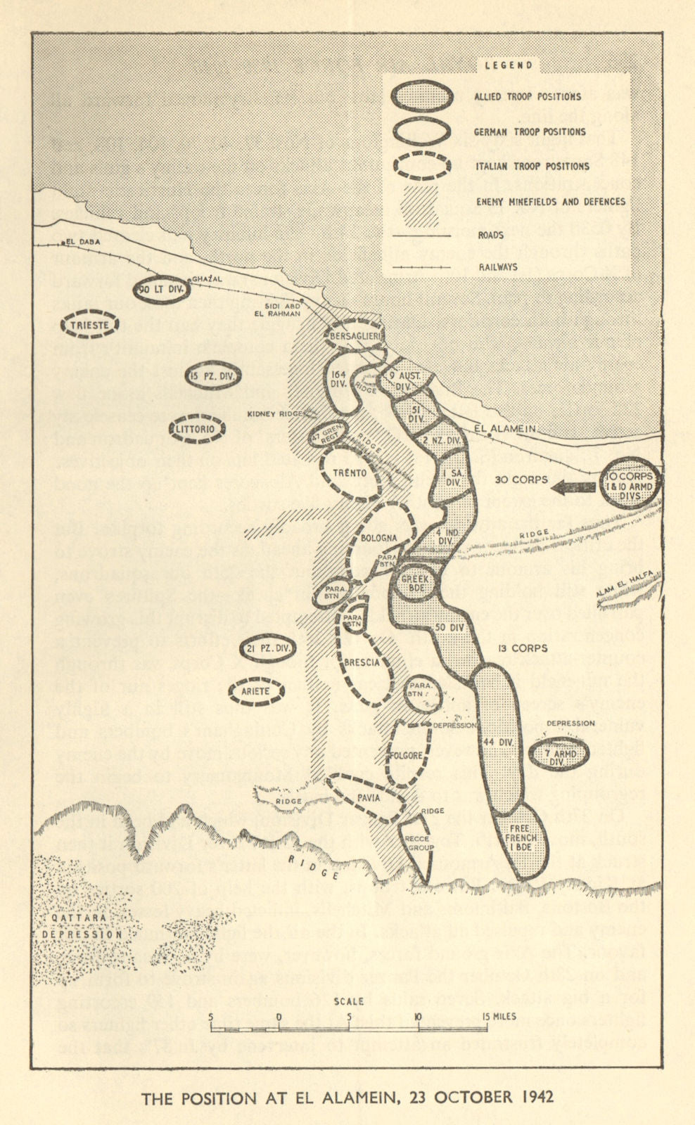 2nd Battle of El Alamein 23 October 1942. WW2 North Africa Campaign 1954 map