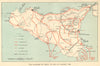 Invasion of Sicily 10 July-17 August 1943. World War 2. Italy 1954 old map