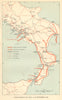 Invasion of Italy September 1943. World War 2 Salerno Taranto Calabria 1954 map