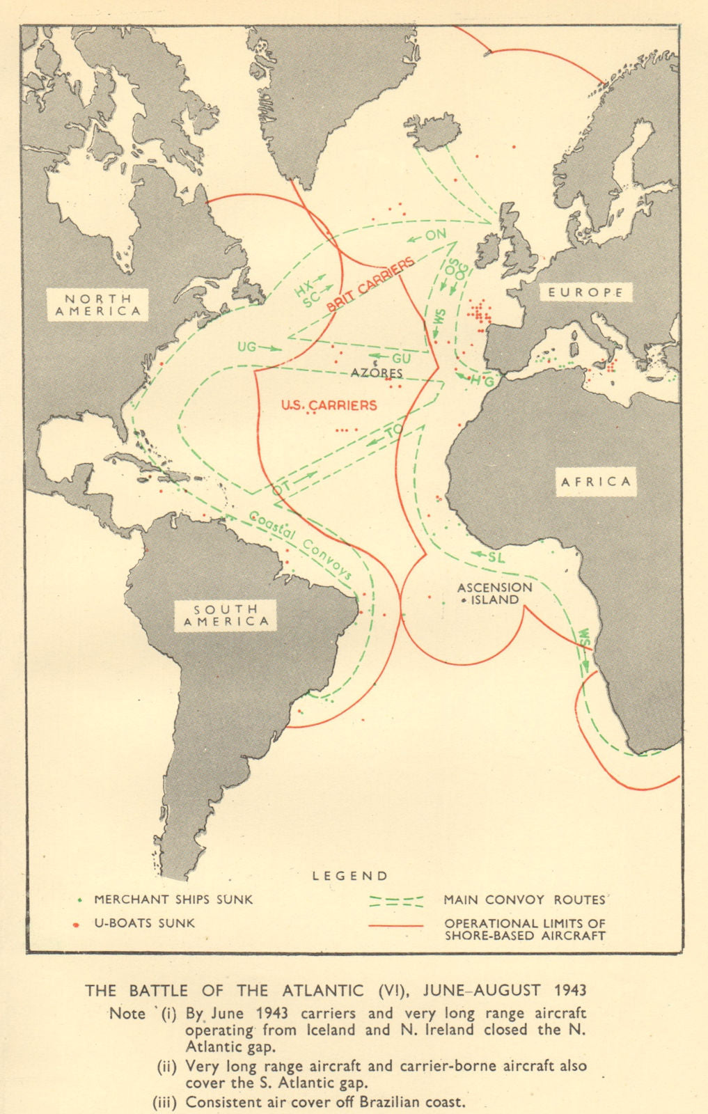 Battle of the Atlantic June-August 1943. World War 2. RAF. Convoys 1954 ...