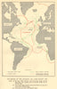 Battle of the Atlantic June-August 1943. World War 2. RAF. Convoys 1954 map