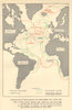 Battle of the Atlantic Sept 1943-April 1944. World War 2. RAF. Convoys 1954 map