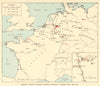 Main RAF Bomber Command targets 1944-1945. World War 2. Germany 1954 old map