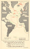 Battle of the Atlantic May 1944-May 1945. World War 2. RAF. Convoys 1954 map