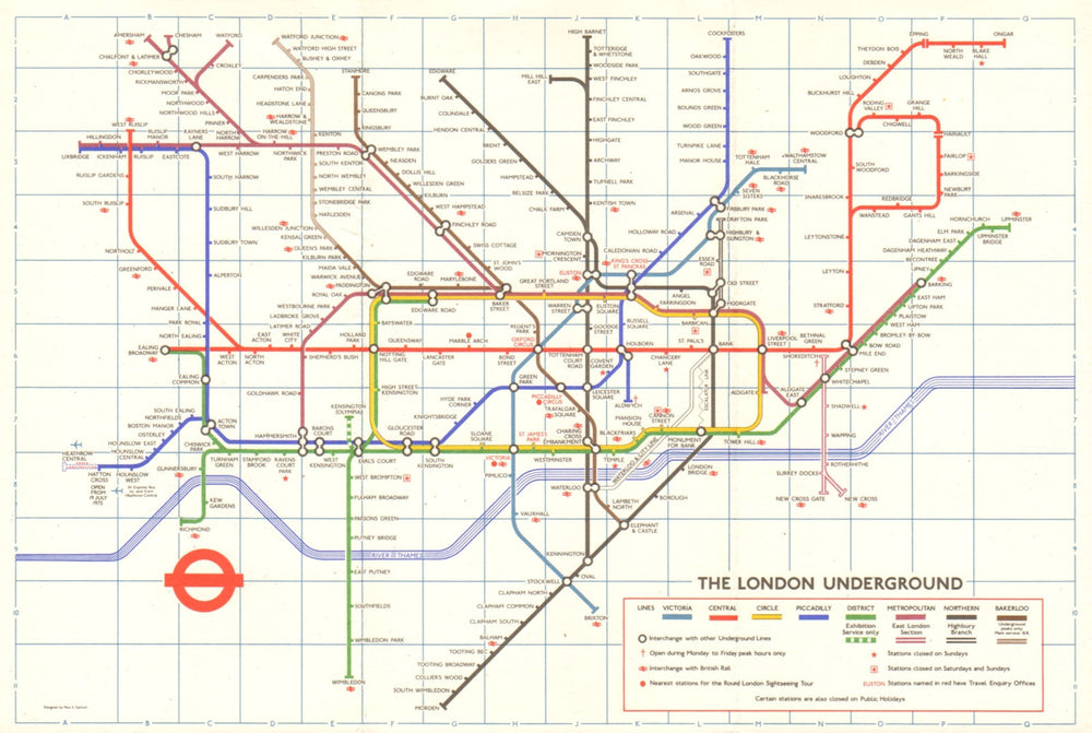LONDON UNDERGROUND tube plan map. Hatton Cross. Heathrow u/c. GARBUTT #1 1975