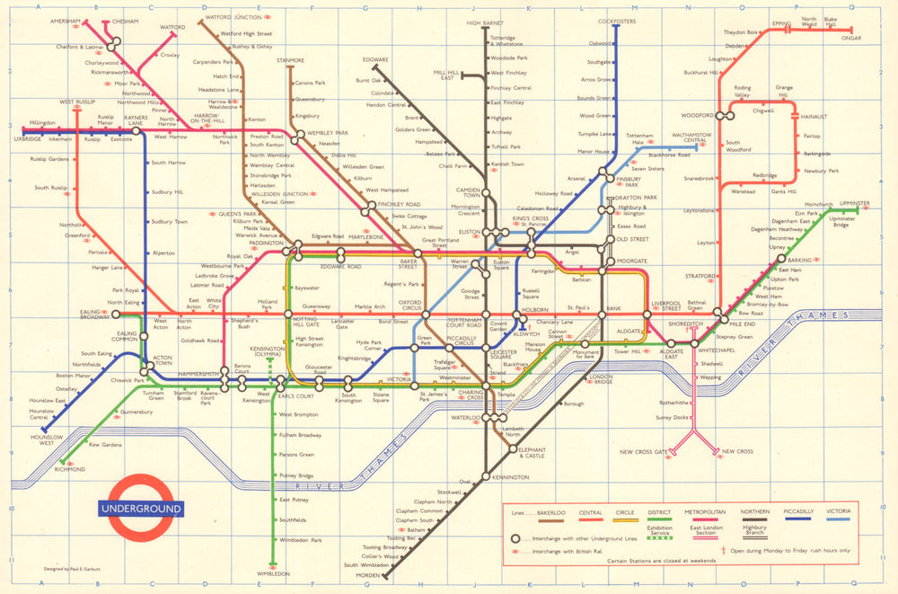 LONDON UNDERGROUND tube map plan. Victoria Line open to Victoria. GARBUTT 1970