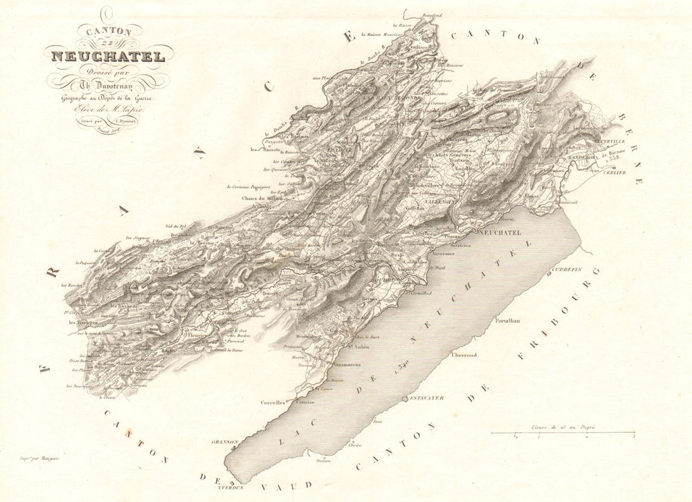 Canton de Neuchatel. Neuchâtel Neuenburg. Suisse Switzerland. DUVOTENAY 1837 map