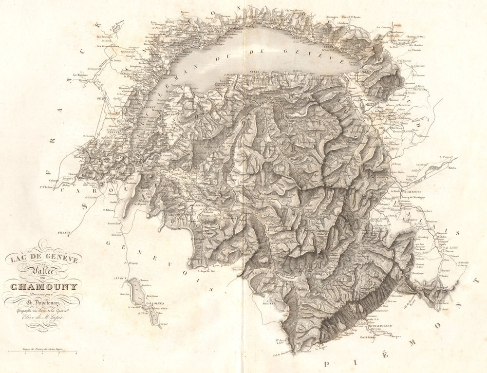 Lac de Genève & Vallée de Chamouny. Léman Haute-Savoie Geneva DUVOTENAY 1837 map