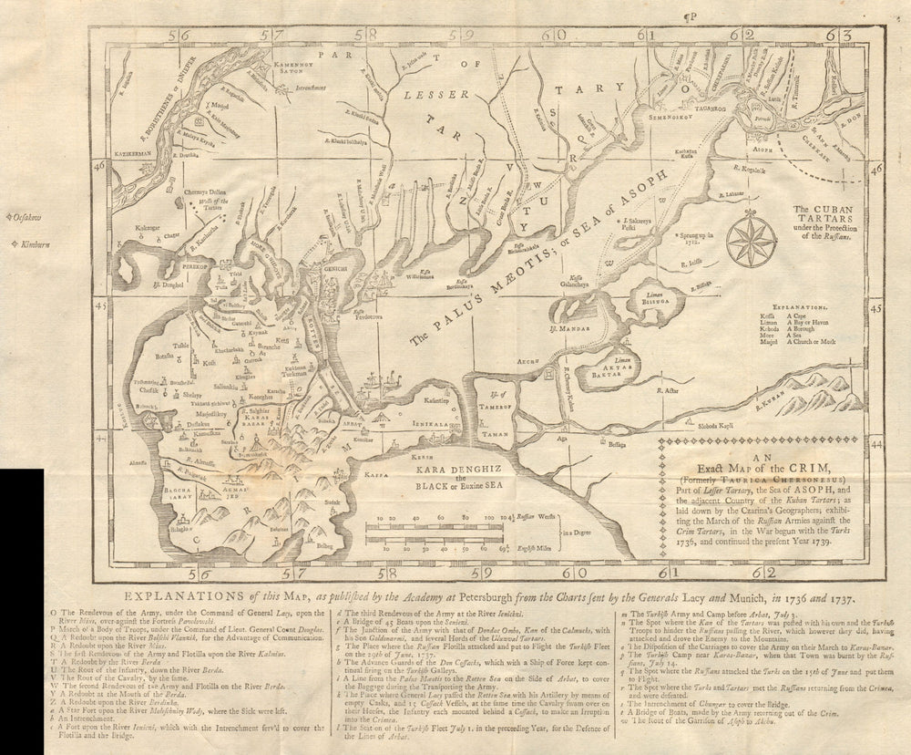 An exact map of the Crim formerly Taurica Chersonesus. Crimea GENTS MAG 1739
