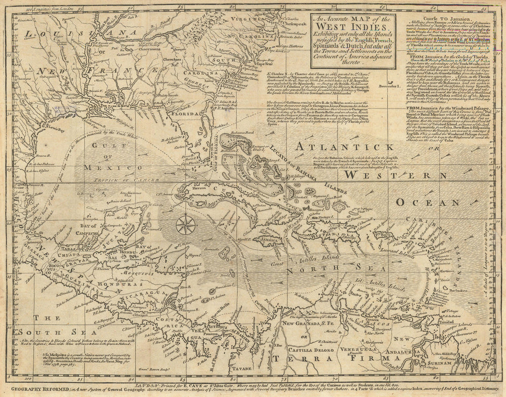 An accurate map of the West Indies… & continent of America. BOWEN 1740 old