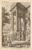 Gentleman's magazine frontispiece. Classical columns temple 1748 old print