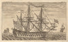 A ship of war of the third rate at anchor. With key/legend 1748 old print
