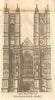 The west end of Westminster Abbey. London 1751 old antique print picture