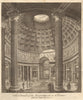The inside of the Pantheon at Rome, after Gio Paolo Pannini 1751 old print
