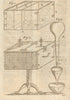 Newly invented water filtering machines. Science 1751 old antique print